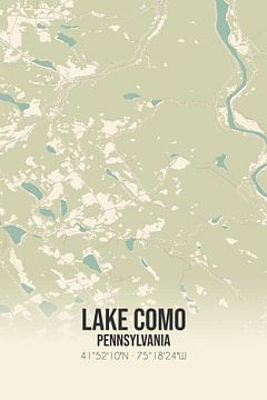 Vintage landkaart van Lake Como (Pennsylvania), USA. van MijnStadsPoster