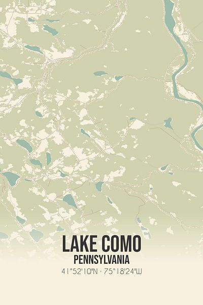 Carte ancienne du lac de Côme (Pennsylvanie), Etats-Unis. par Affiches de lieux