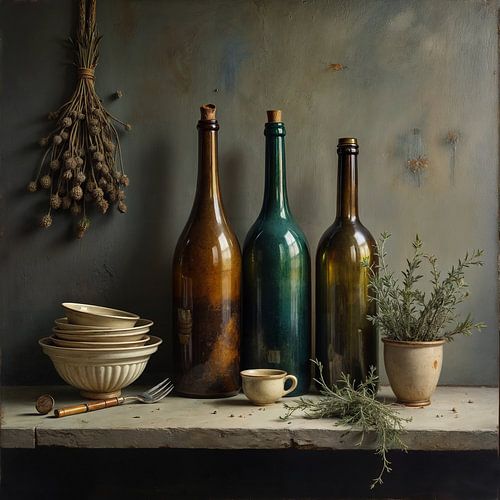 Stilleven met Flessen