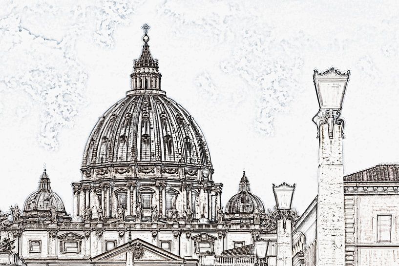 Koepel van de Sint-Pietersbasiliek in Rome, Italië van Gunter Kirsch