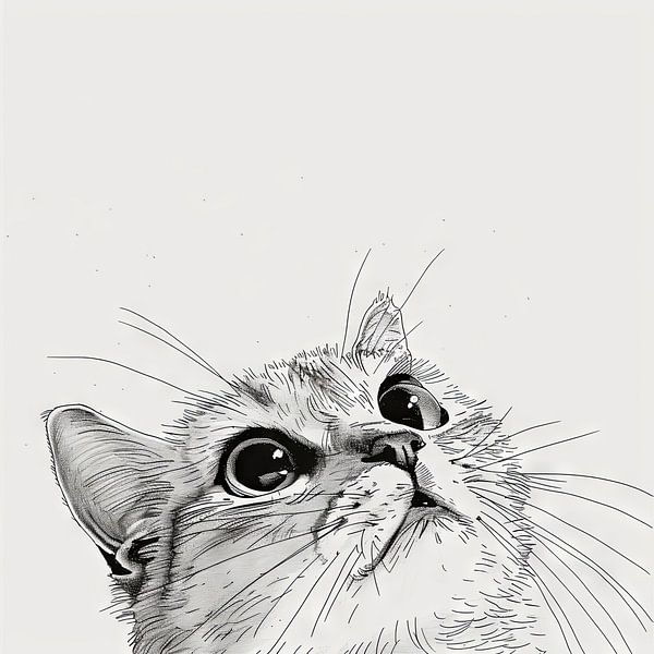 Curious cat - Illustration by Poster Art Shop
