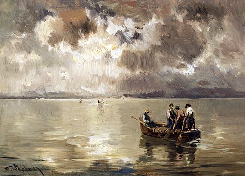 Naderend onweer boven de Chiemsee, JOSEPH WOPFNER, ca 1900