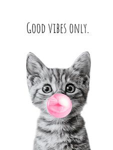 Cool Cat - Good Vibes Only - pink