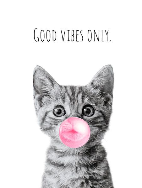 Coole Katze - Good Vibes Only - pink von Melanie Viola