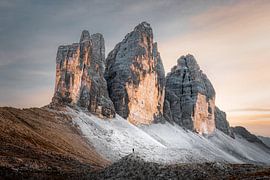 Selfie vor den Drei Zinnen in den italienischen Alpen (Dolomiten).
