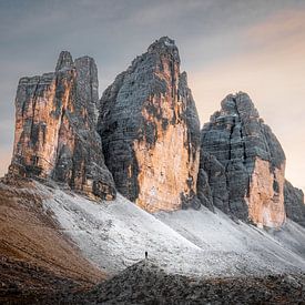 Selfie voor Tre Cime in de Italiaanse Alpen (dolomieten). van Patrick van Os