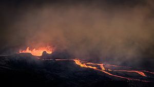 'Vuur' bij de Fagradalsfjall vulkaan op IJsland van Eddy Westdijk