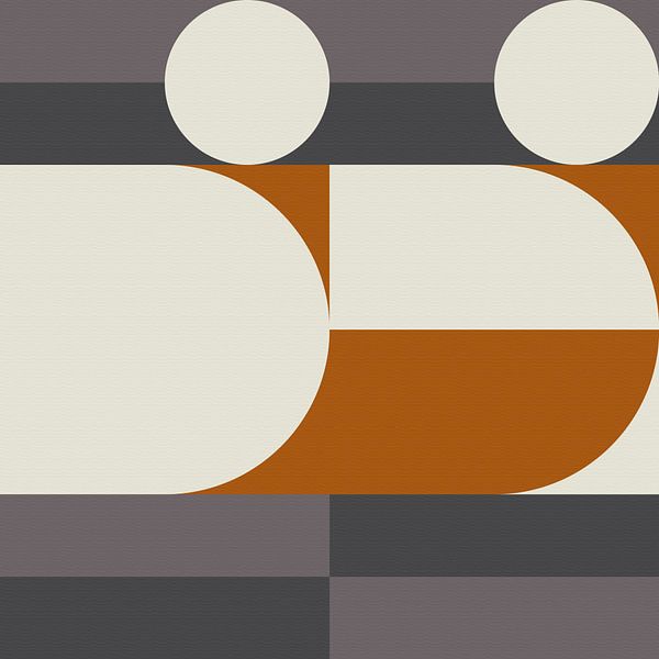 Abstract geometric retro style in dark gold, taupe, grey VIII by Dina Dankers