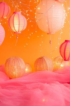 Lichtgevende wereld van lantaarns