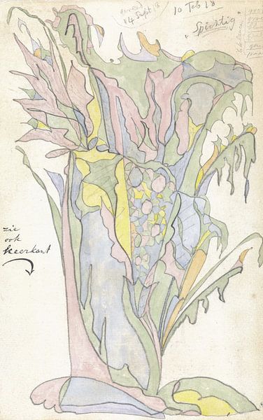 Design for earthenware decoration on a bowl with a landscape, Theo Colenbrander by Masterful Masters