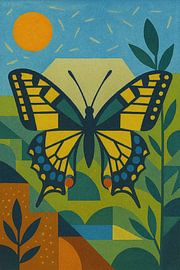 Queen Butterfly painting geometric illustration. by Gallery Hoppenbrouwers