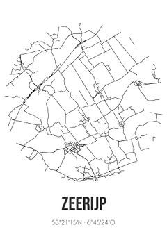 Zeerijp (Groningen) | Landkaart | Zwart-wit van Rezona