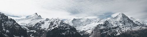 Panoramisch uitzicht op de toppen van de Mönch en Jungfrau