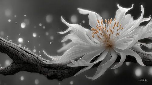 drijfhout met bloemen