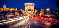 Ketting Brug bij 't vallen van de avond, Budapest van Sven Wildschut thumbnail