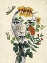 Le visage avec des fleurs par Gabi Hampe Aperçu