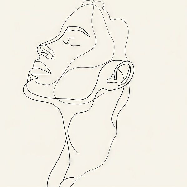 Frauenporträt in Line Art von Poster Art Shop