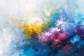 Buntes abstraktes Gemälde eines Blumenfeldes