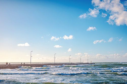 Buhne at Lökken in the sunshine