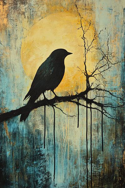Vogelsilhouette mit Vollmond von Imperial Art House