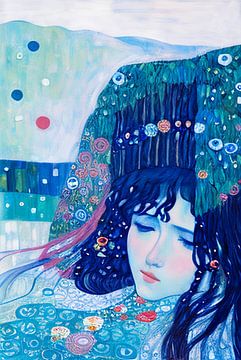 La jeune fille du lac bleu - inspirée par Klimt sur The Art Kroep