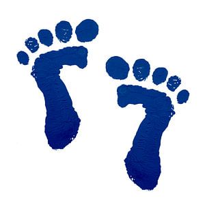 Impression de pieds de bébé bleus (peinture acrylique chambre bébé garçon naissance pépinière mignon