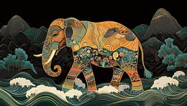 Elefant in leuchtenden Farben Panorama