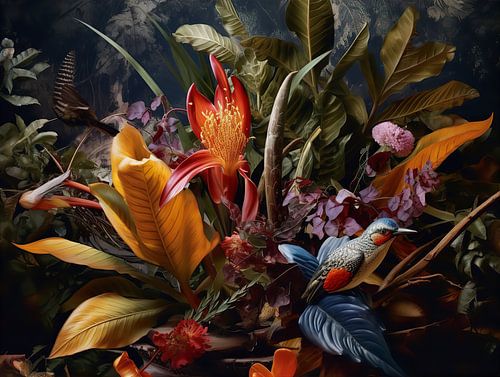 Botanical Brilliance with bird