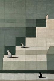 Silent Steps | minimalist cat art by Marijke Trienekens