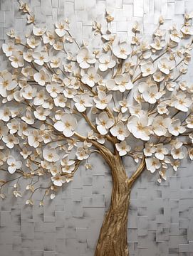 Baum in Gold und Weiß