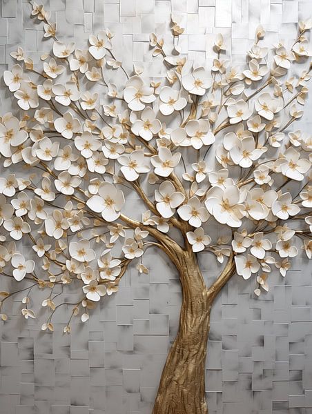 Baum in Gold und Weiß von Bert Nijholt