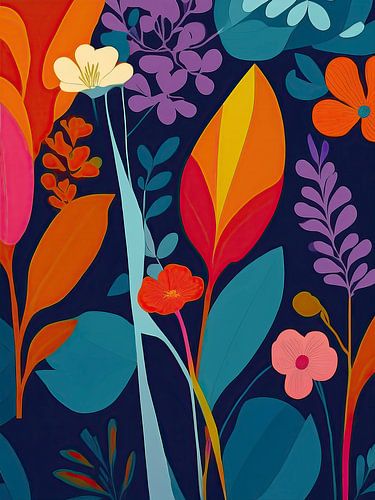 Abstract botanical garden with trendy organic shapes