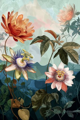 Fleurs de montagne au coucher du soleil n° 14