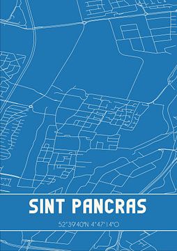 Blauwdruk | Landkaart | Sint Pancras (Noord-Holland) van Rezona