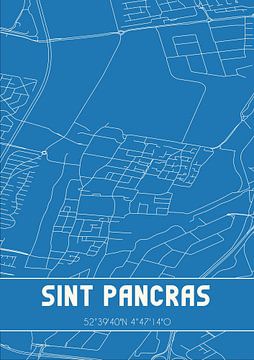 Blauwdruk | Landkaart | Sint Pancras (Noord-Holland) van MijnStadsPoster
