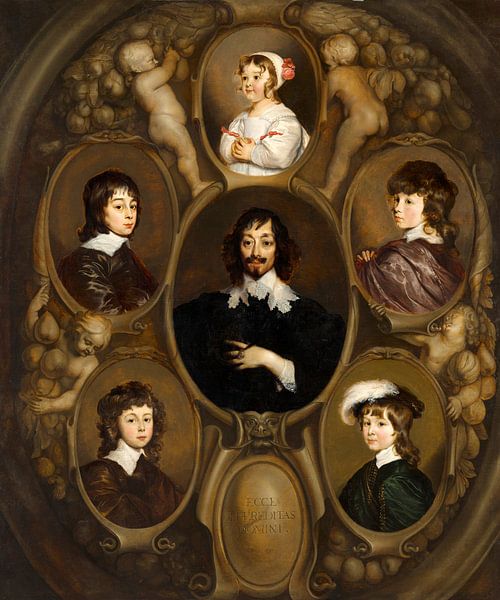 Portrait de Constantijn Huygens et de ses cinq enfants, Adriaen Hanneman par Des maîtres magistraux
