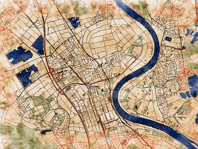 Map of Dormagen with the style 'Serene Summer' by Maporia
