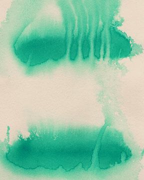 Abstract aquarel in turquoise van Dina Dankers