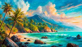 Strand met palmbomen
