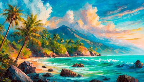 Strand met palmbomen