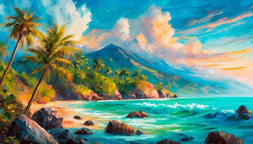Plage avec palmiers par Mustafa Kurnaz
