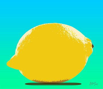 Gele citroen op gekleurde achtergrond van Barbara Mac Intosch