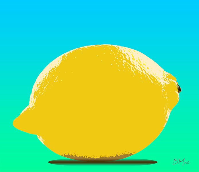 Yellow lemon on colored background by BMac