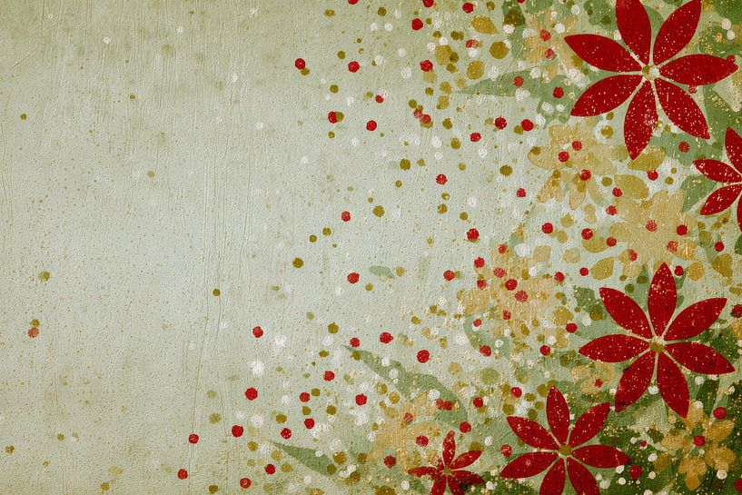 Weihnachtsblumen in Vintage-Illustration mit festlichen Akzenten von Eva Lee