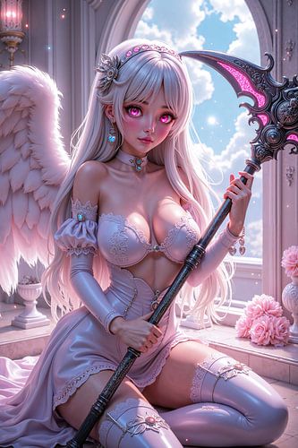 CAELIVARA – Sexy anime engel meisje met een zeis in de hemel
