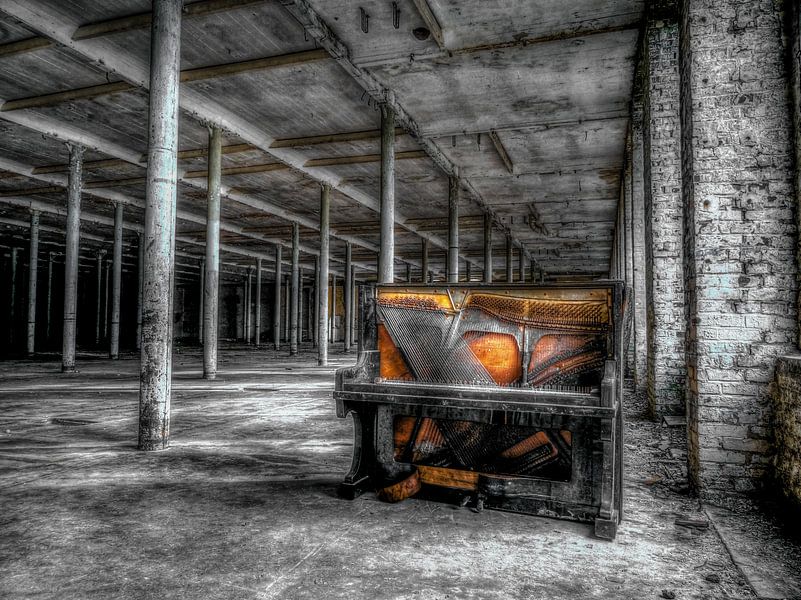 Piano in abandoned building by Natasja Martijn