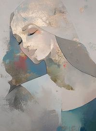Abstracte Vrouw | Silent Contemplation van Abstract Schilderij