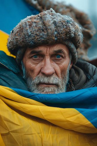 AI portret met kleuren van de Oekraïense vlag