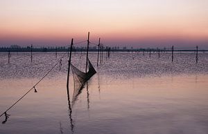 Filets de pêche sur le lac de Veere.