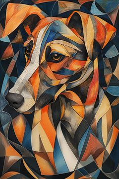 Hond in modern abstract lijnenspel van Lauri Creates